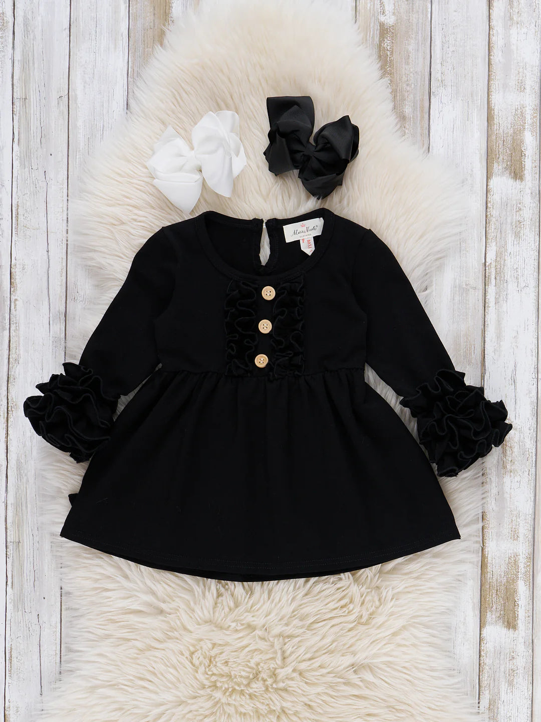 Cotton Icing Ruffle Tunic Top- Black