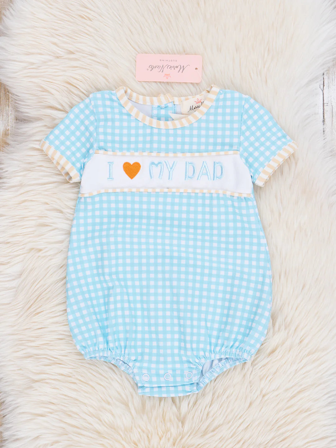 Blue Gingham Dad Love Bubble