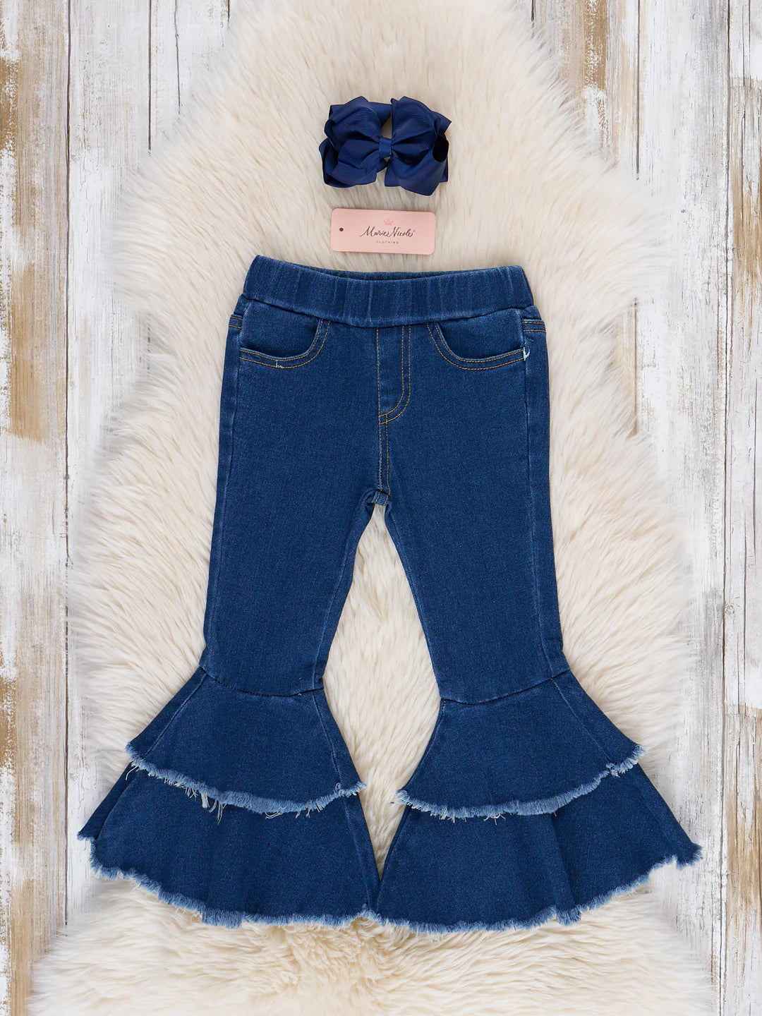 Blue Tiered Denim Bell Bottoms