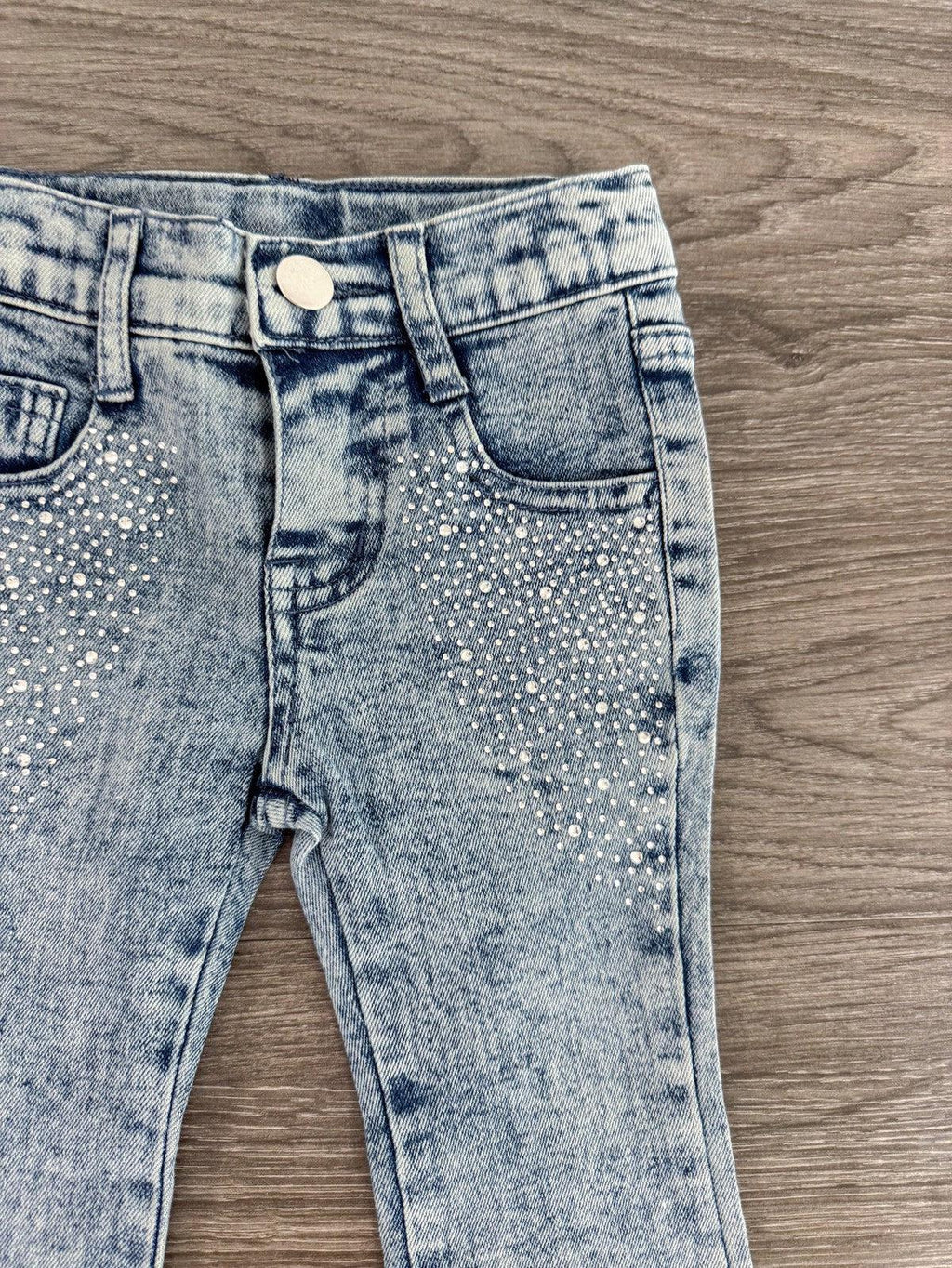 Cream Bow Sweater Sequin Denim Flare Set