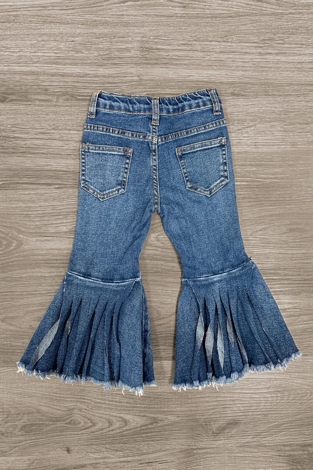 Distressed Denim Bell Bottom Jeans