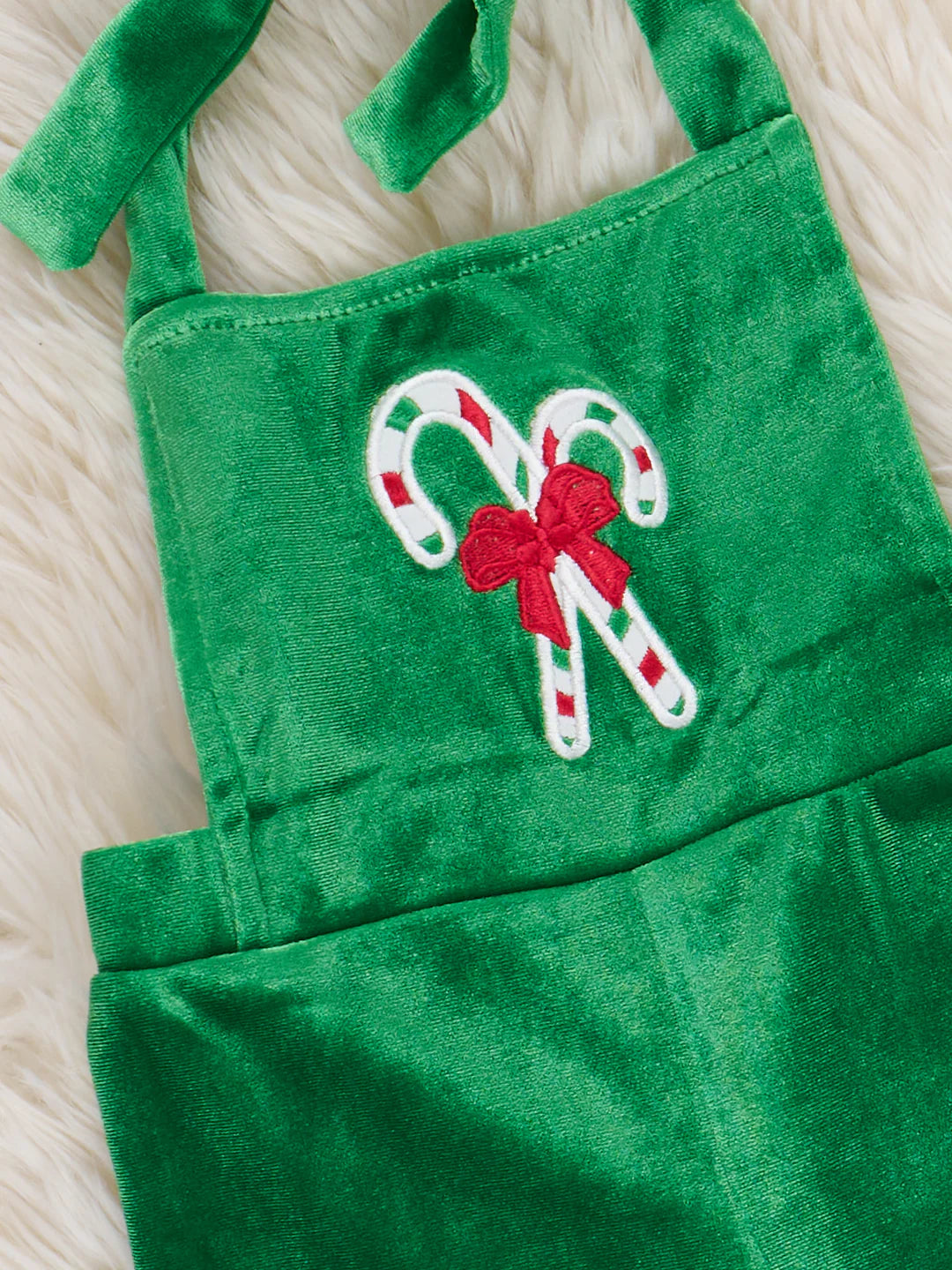 Jolly Candy Cane Velvet Bell Bottom Outfit