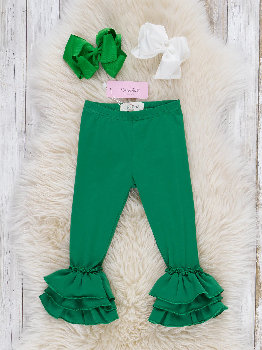 Cotton Icing Ruffle Leggings -CHRISTMAS GREEN