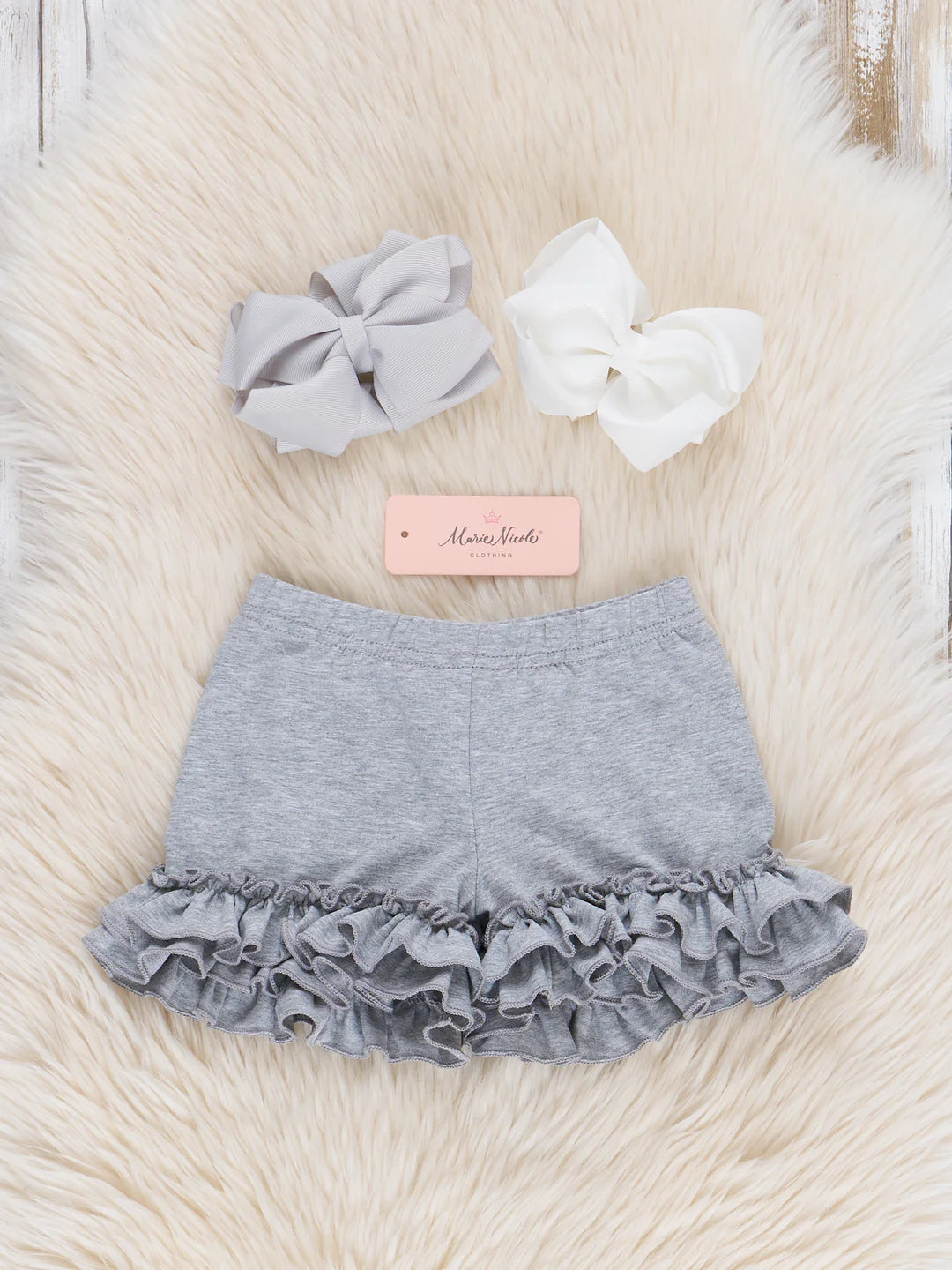Ruffle Hem Cotton SHORTS Heather Grey