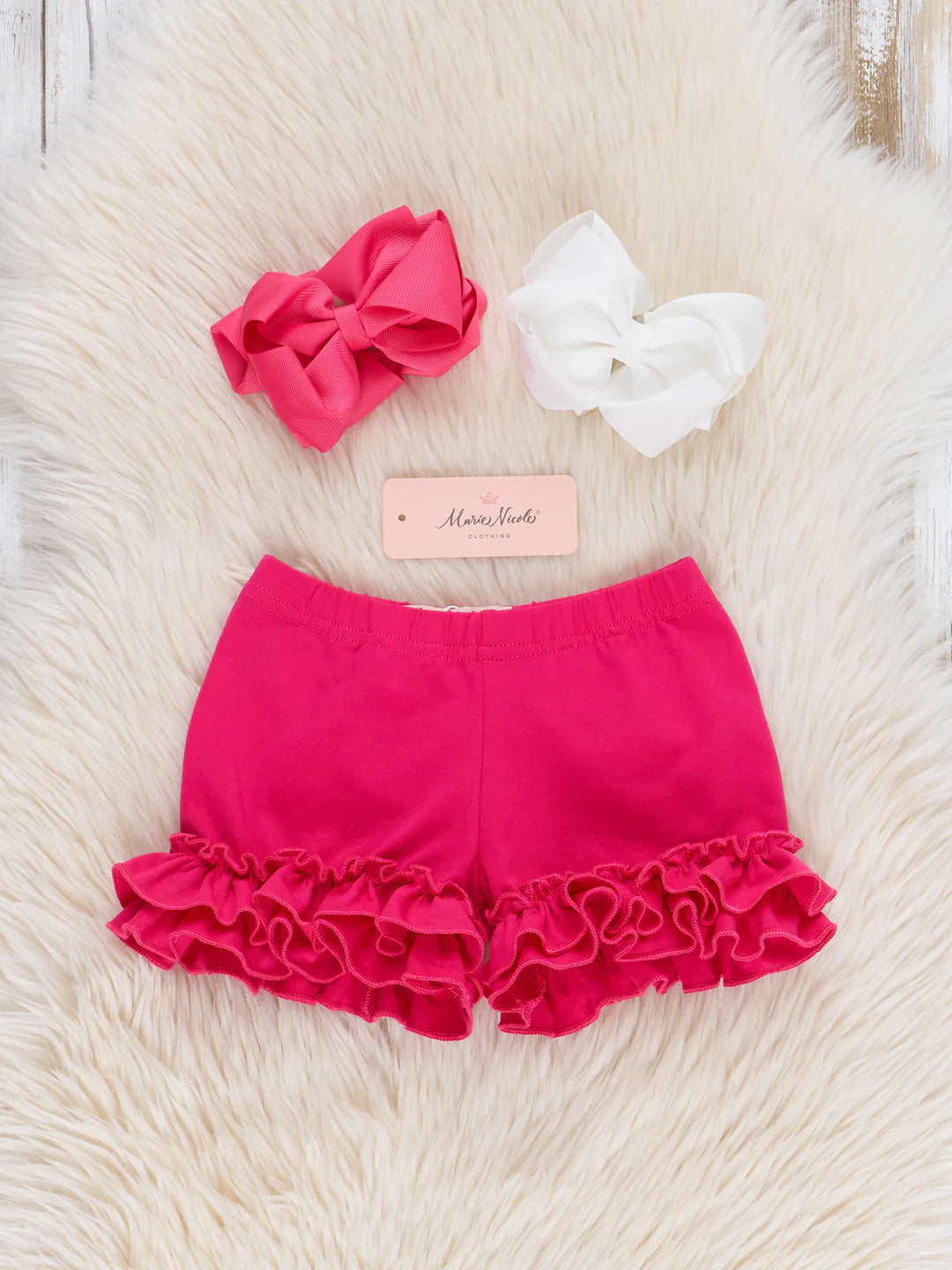 Ruffle Hem Cotton SHORTS HOT PINK