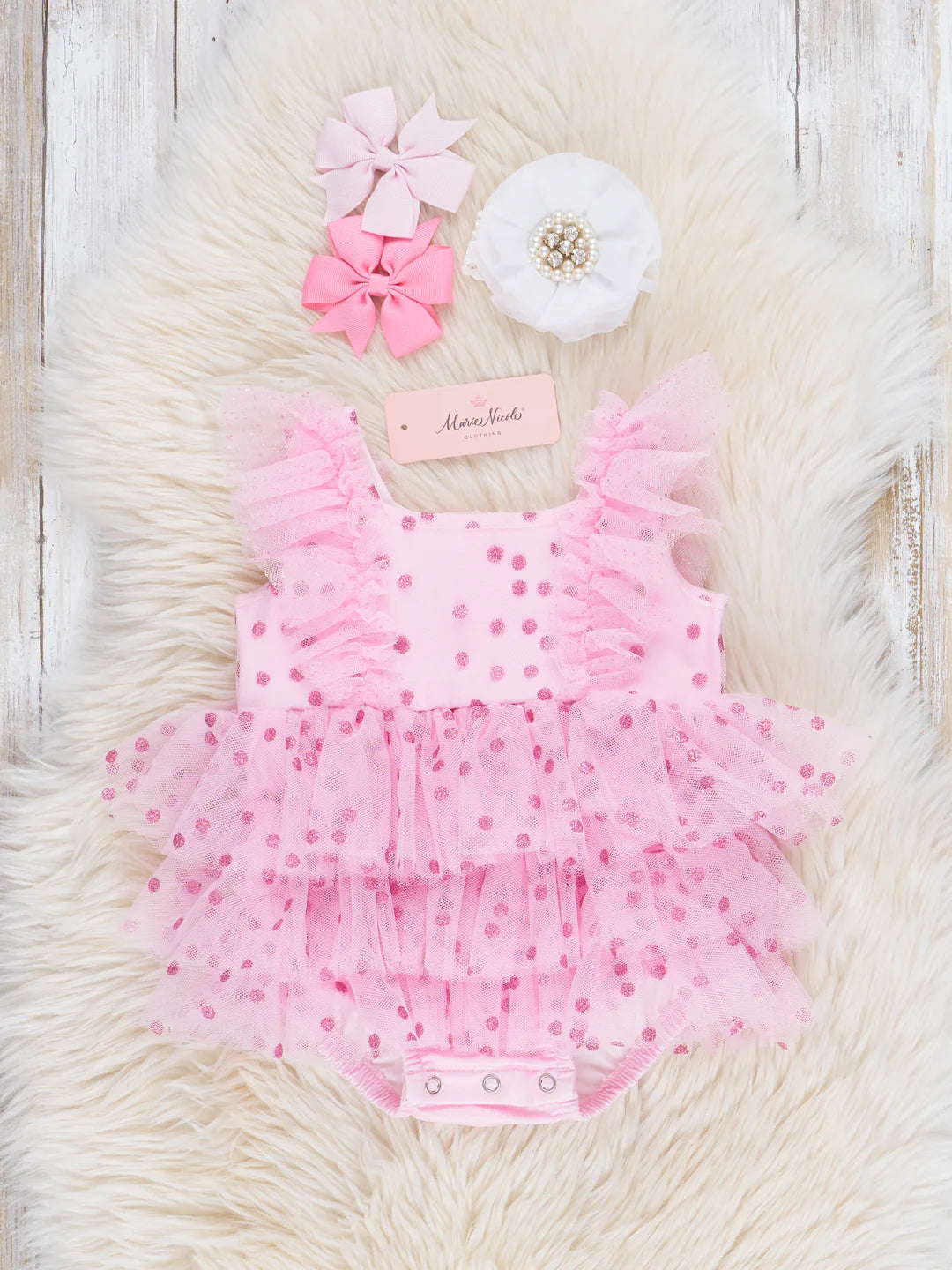 Pink Sparkle Dots Cupcake Tulle Bubble