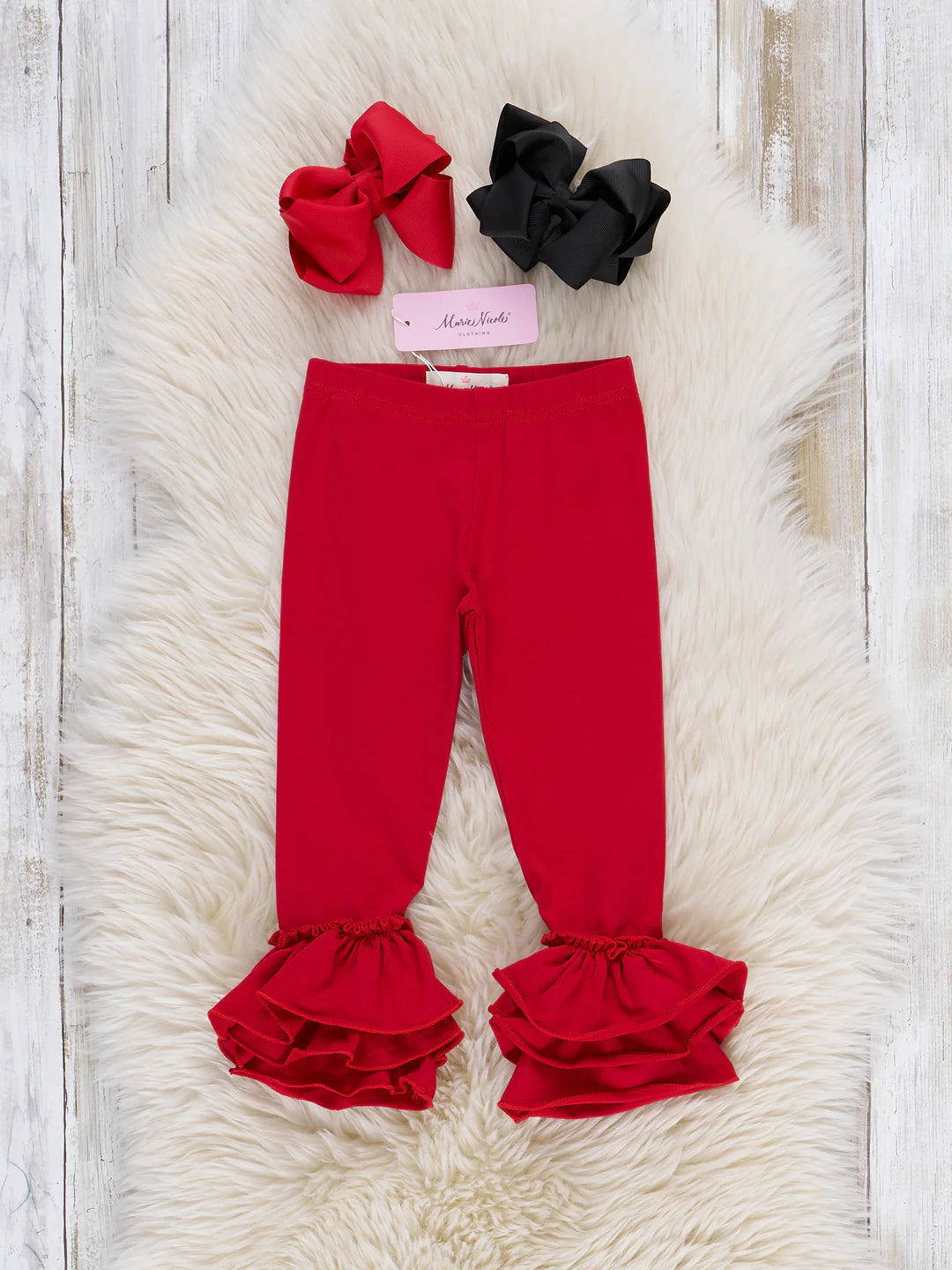 Cotton Bell Ruffle Leggings- RED