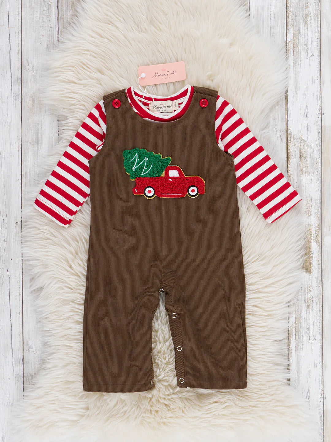 Farmhouse Striped Truck Romper Set