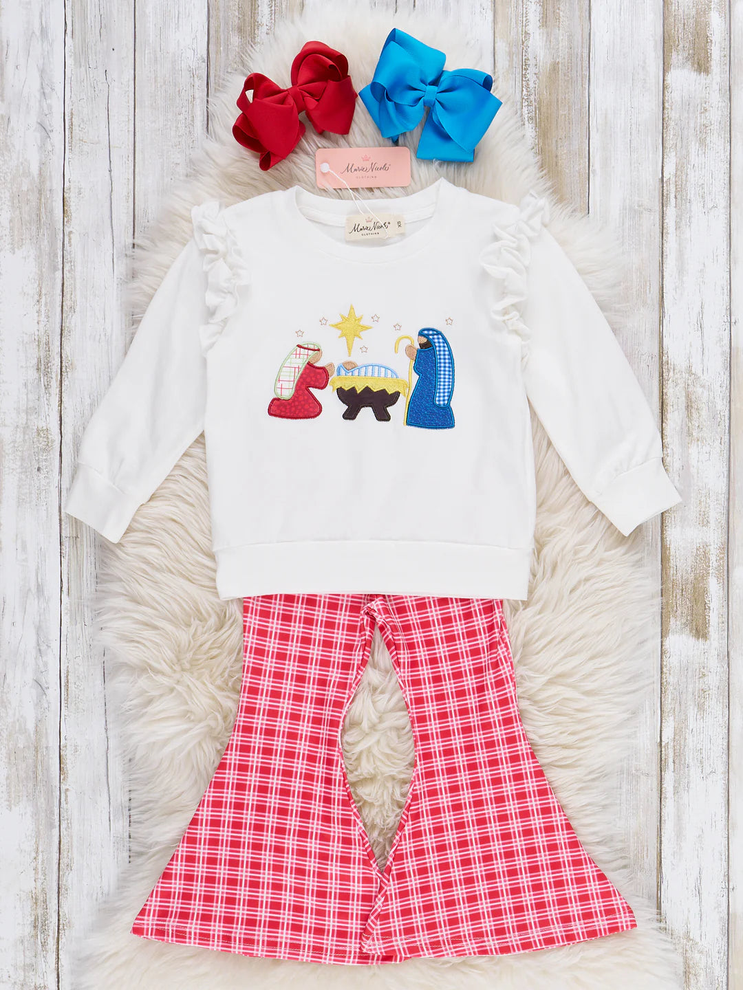 Faith & Joy Embroidered Ruffle Bell Bottom Outfit