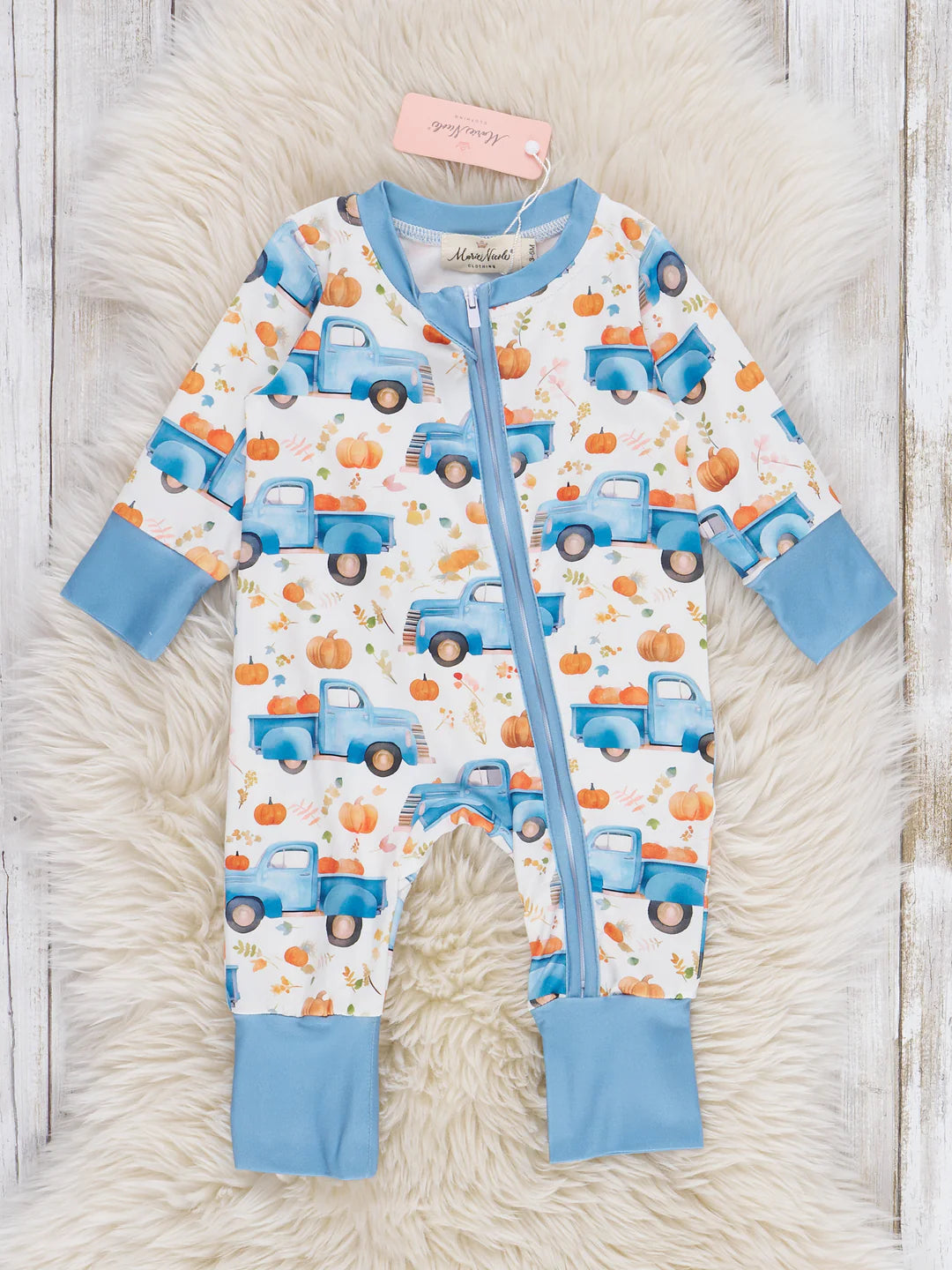 Rustic Blue Pumpkin Trucks Sleeper PJs