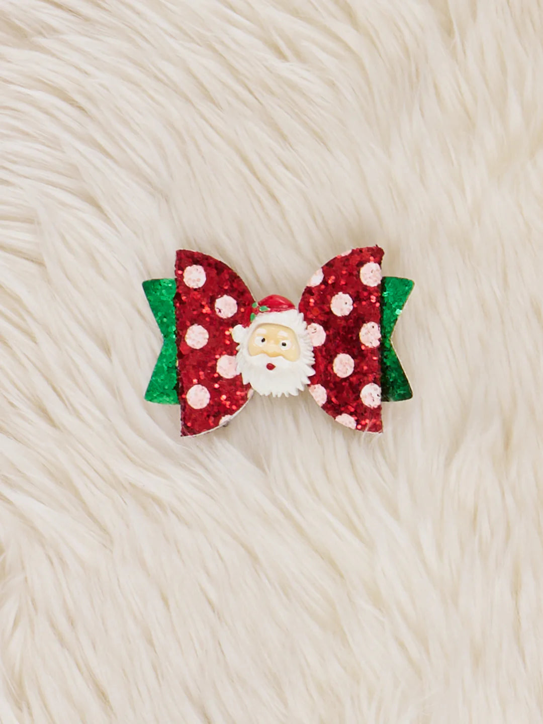 Glitter Polka Dot Santa Bow