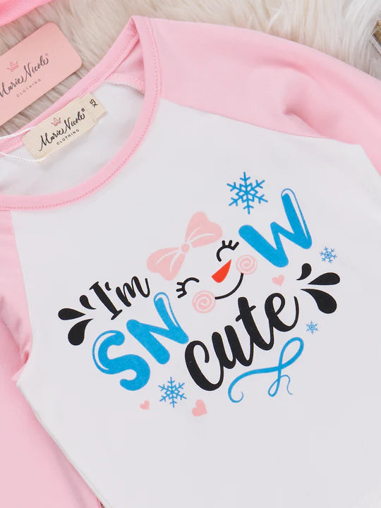 Pink "Snow Cute" Sequin Bell Bottoms Outfit