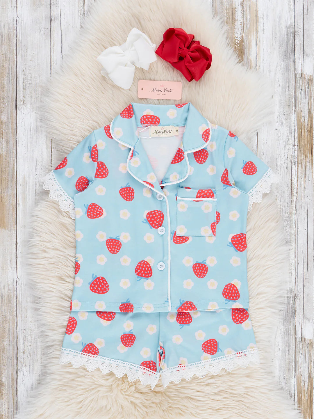 Strawberry Lace Ruffle Pajamas