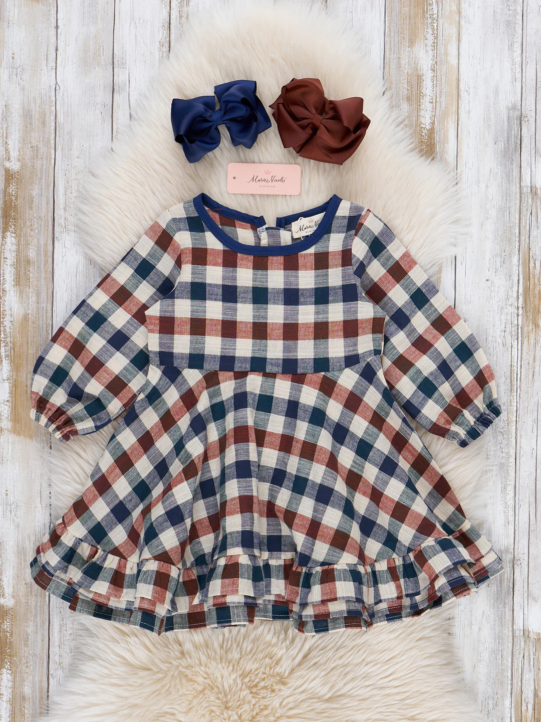 Fall Vintage Plaid Ruffle Swing Dress