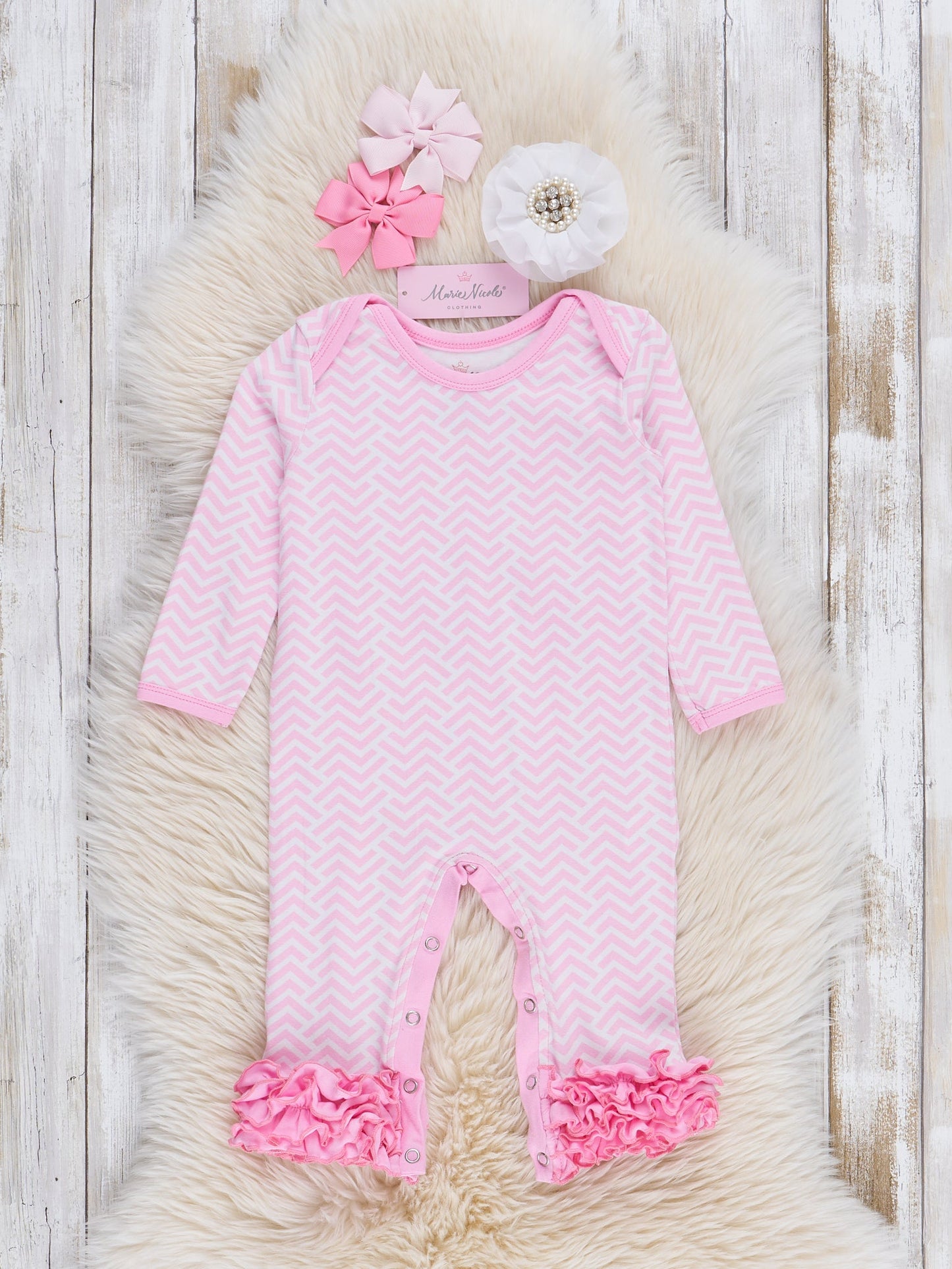 Pink Broken Chevron Stripe Sleeper PJs