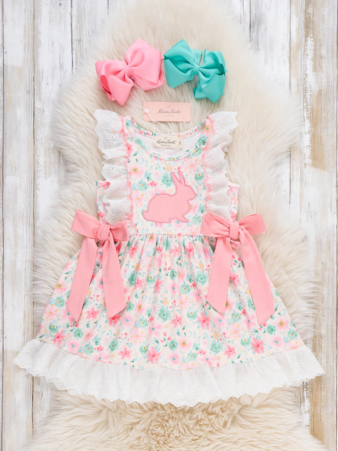 Bunny Bloom Embroidered Ruffle Dress