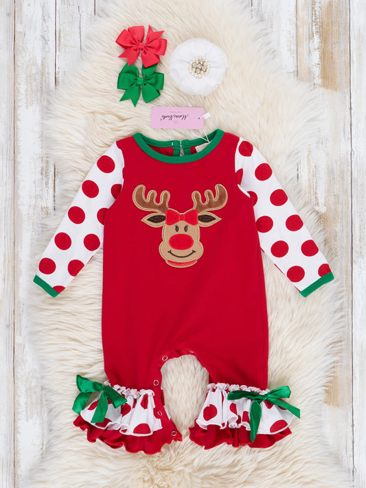 Christmas Reindeer Romper Pjs for Girls