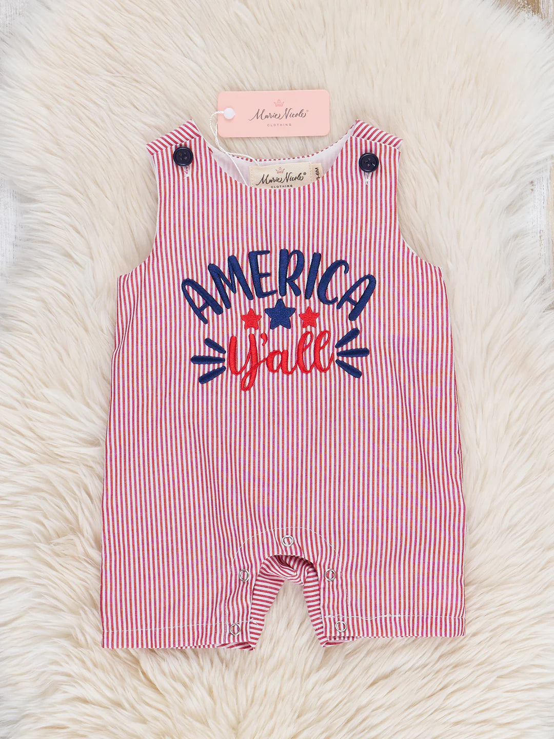 Red "America, Y'all" Embroidered 100% Cotton Johnny