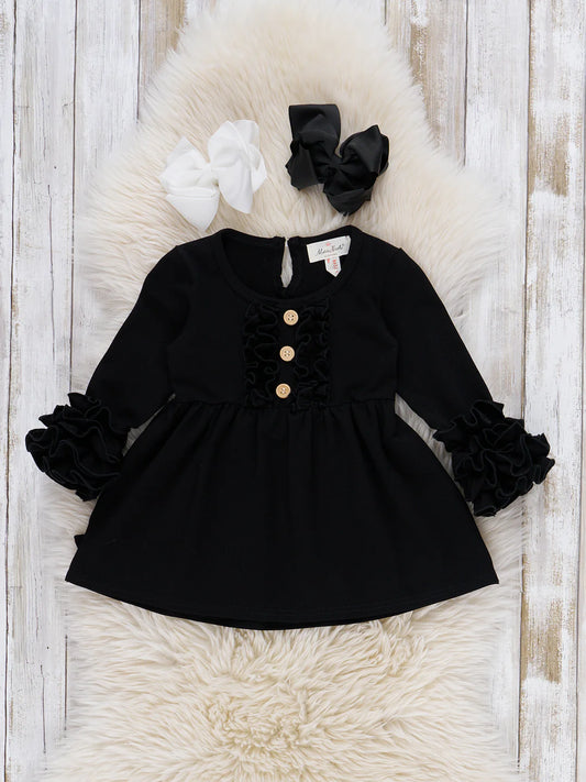 Cotton Icing Ruffle Tunic Top- Black