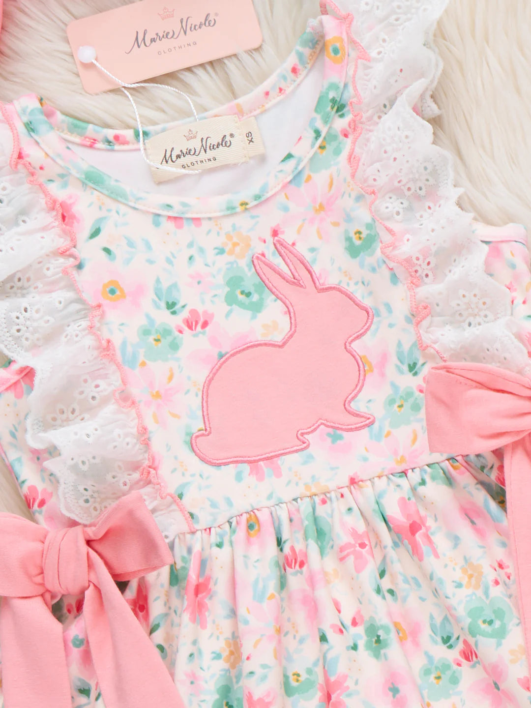 Bunny Bloom Embroidered Ruffle Dress