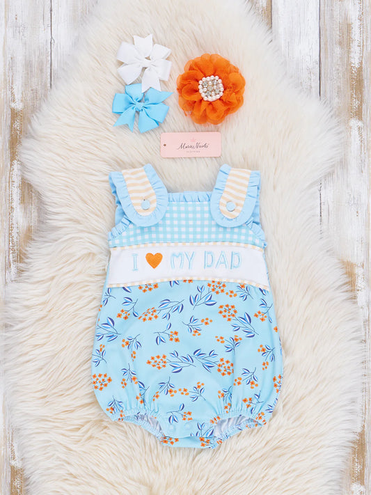 Blue Floral Dad Love Ruffle Bubble