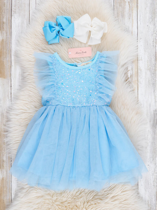 Light Blue Flutter Tulle Dress
