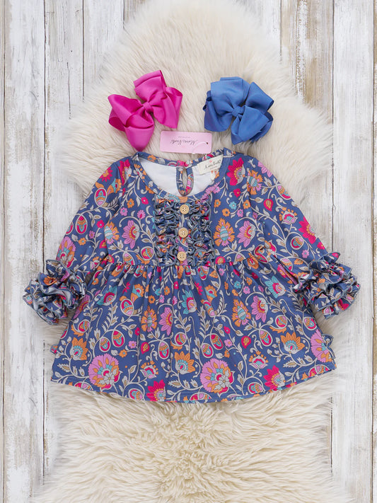 Icing Ruffle Tunic Top - Boho Bloom