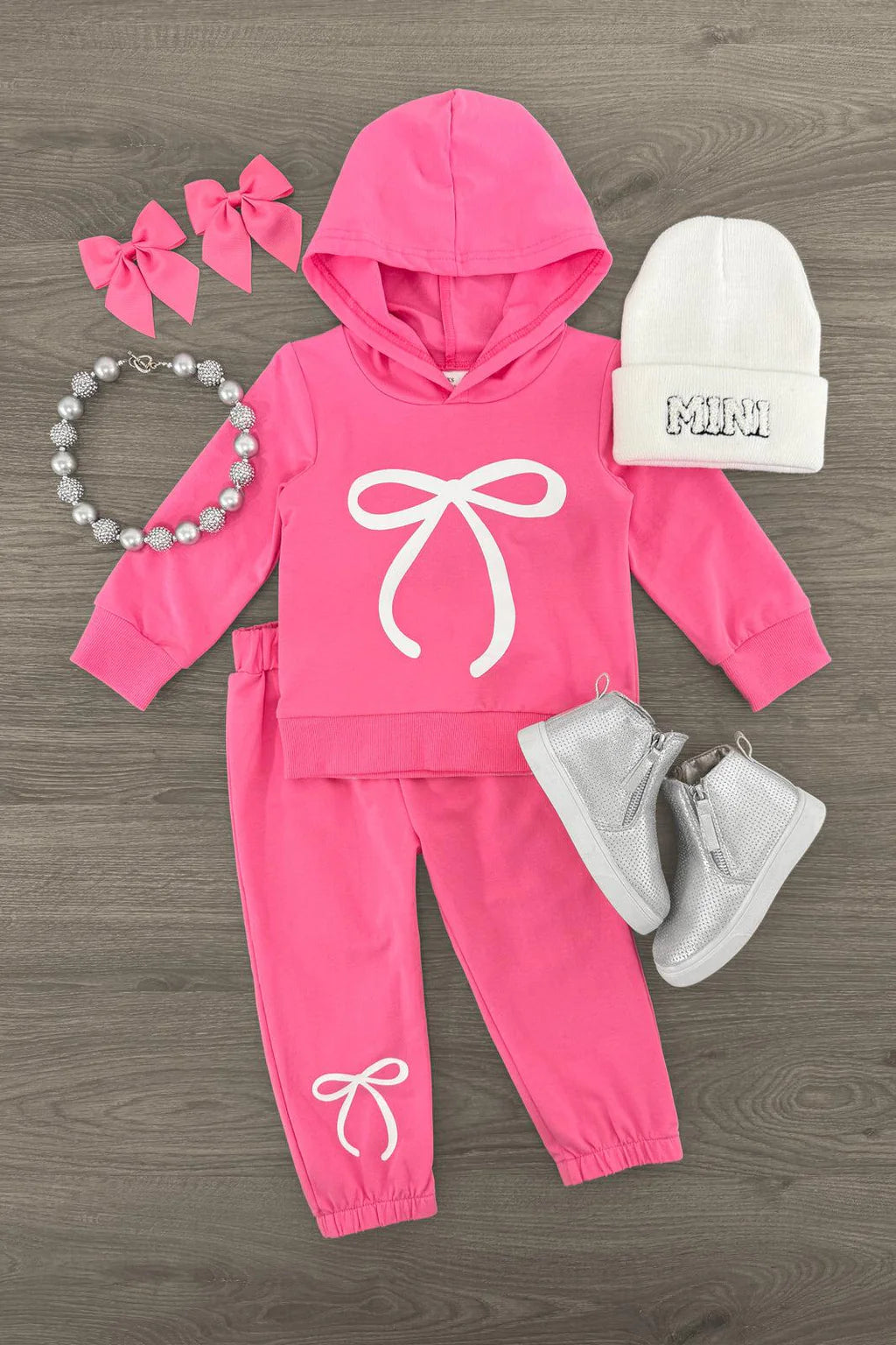 Pink Bow Hoodie Lounge Set