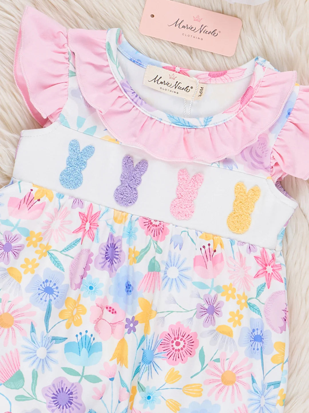 Bunny Garden Embroidered Ruffle Romper