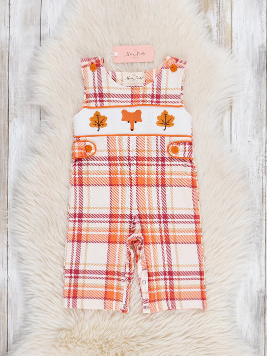 Cabin Critter Smocked Embroidered Plaid Johnny