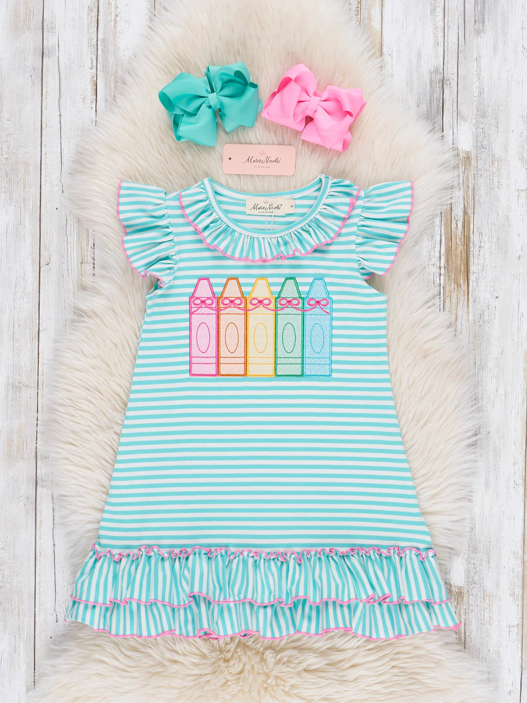 Color Me Happy Striped Crayon Cotton Dress