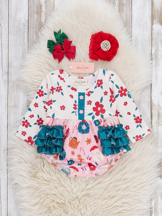 Cozy Holiday Moments Ruffle Bubble Romper