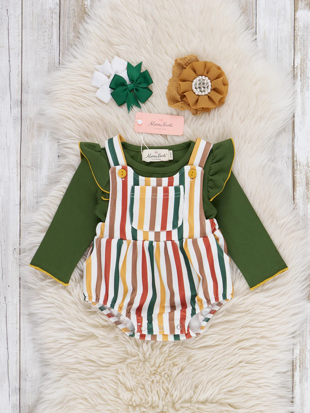 Cozy Harvest Stripe Ruffle Bloomers Outfit