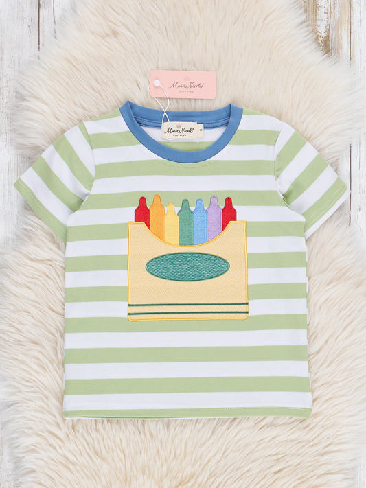 Striped Embroidered Crayon Box Shirt