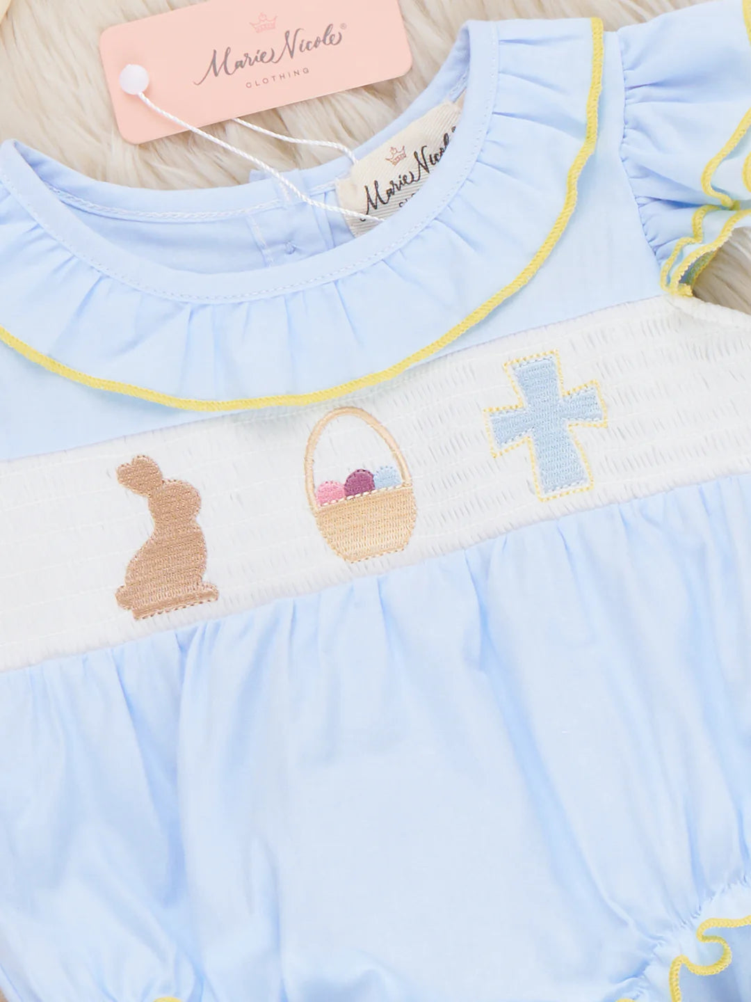 Blessed Bunny Smocked Cotton Ruffle Bubble