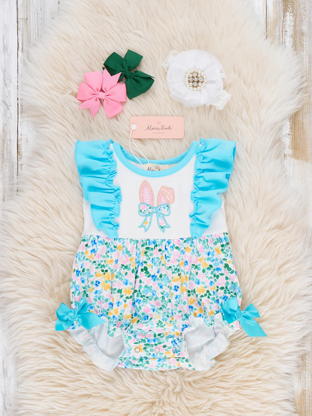 Bunny Ears Blooms Embroidered Cotton Bubble