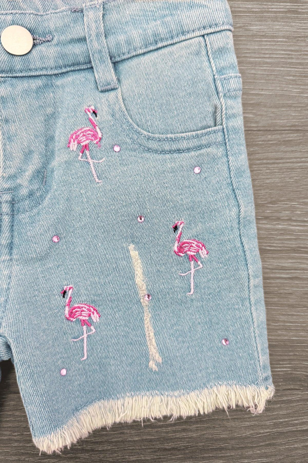 Pink Flamingo Denim Short Set