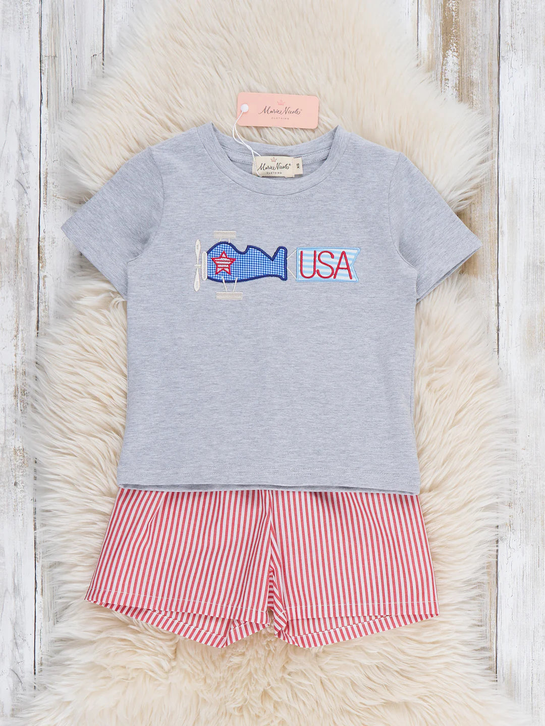 Freedom Flight Embroidered Striped Cotton Outfit