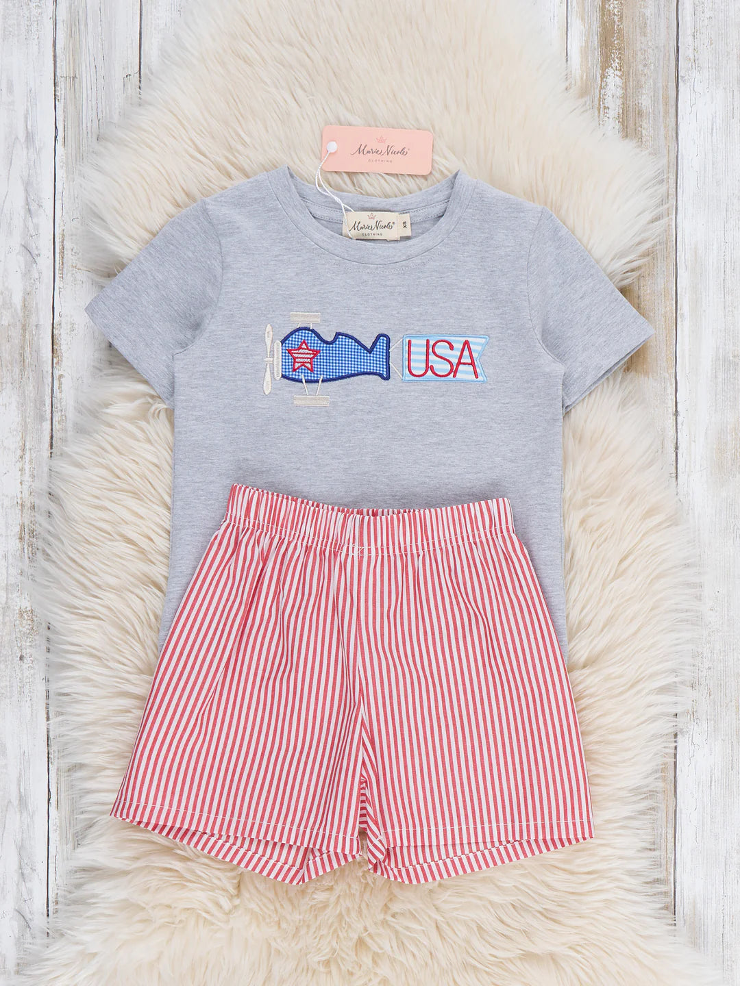 Freedom Flight Embroidered Striped Cotton Outfit