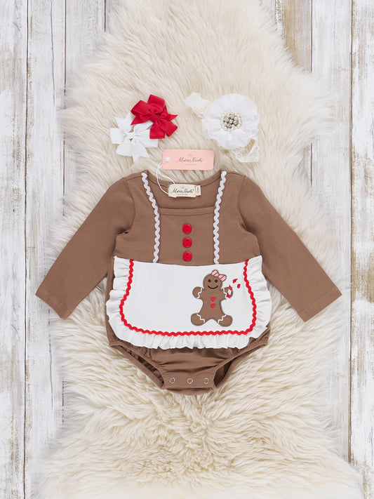 Gingerbread Baker Embroidered Romper