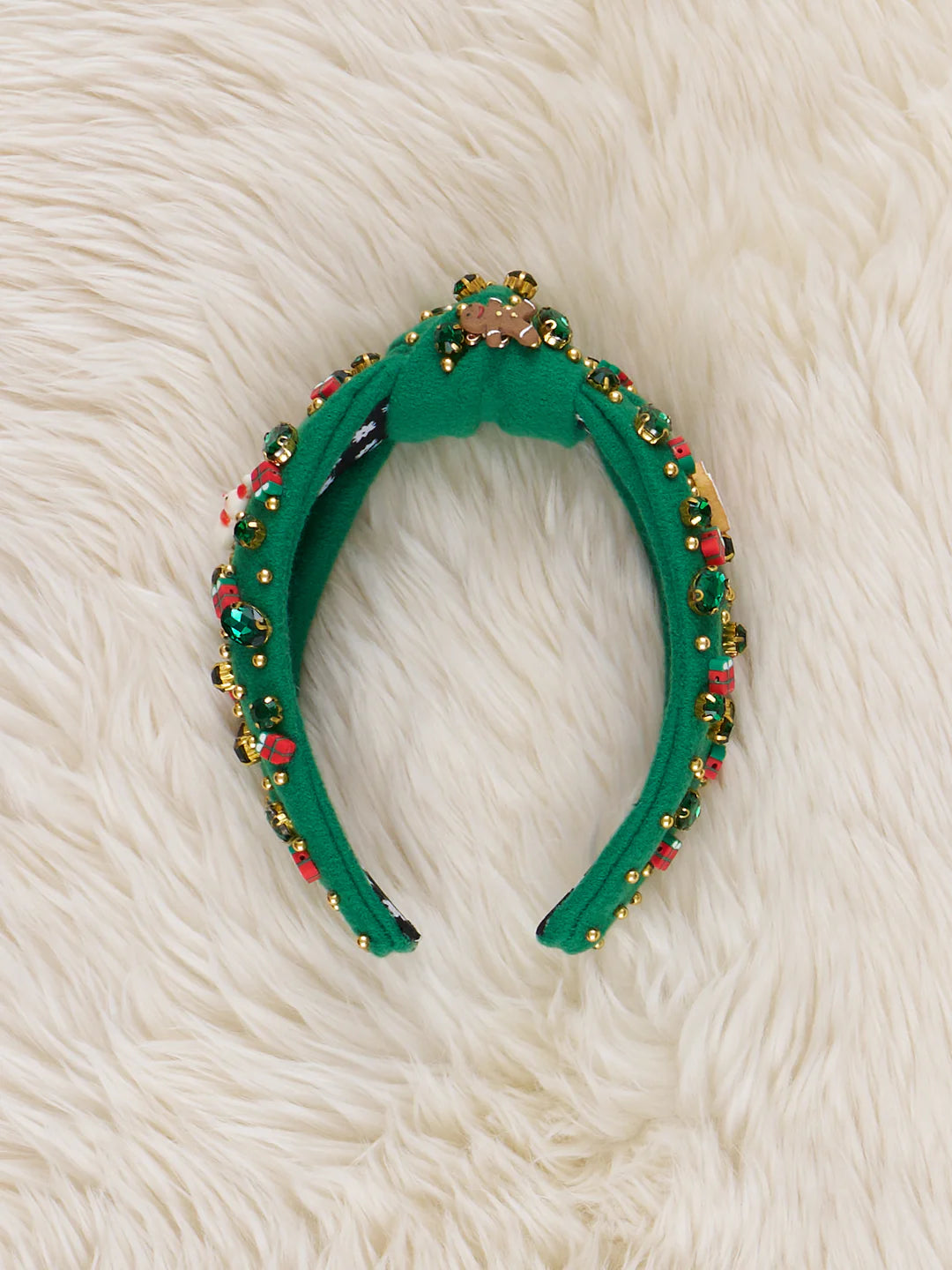 GREEN Glitzy Holiday Wishes Charm Headband