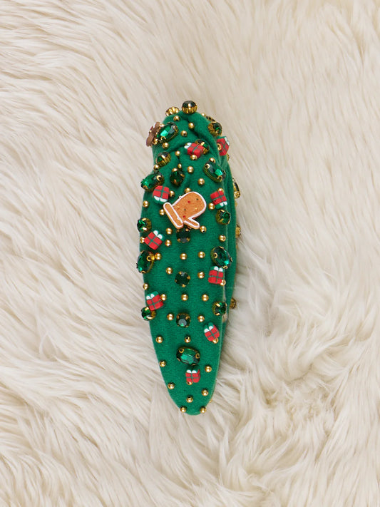 GREEN Glitzy Holiday Wishes Charm Headband
