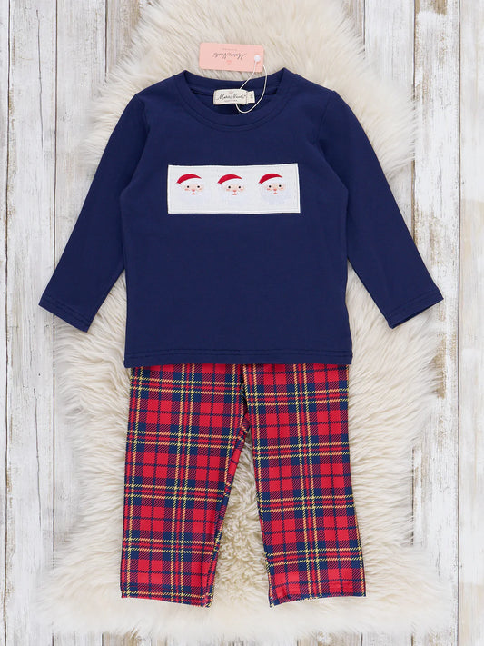 Holiday Plaid Smocked Santa Outfit