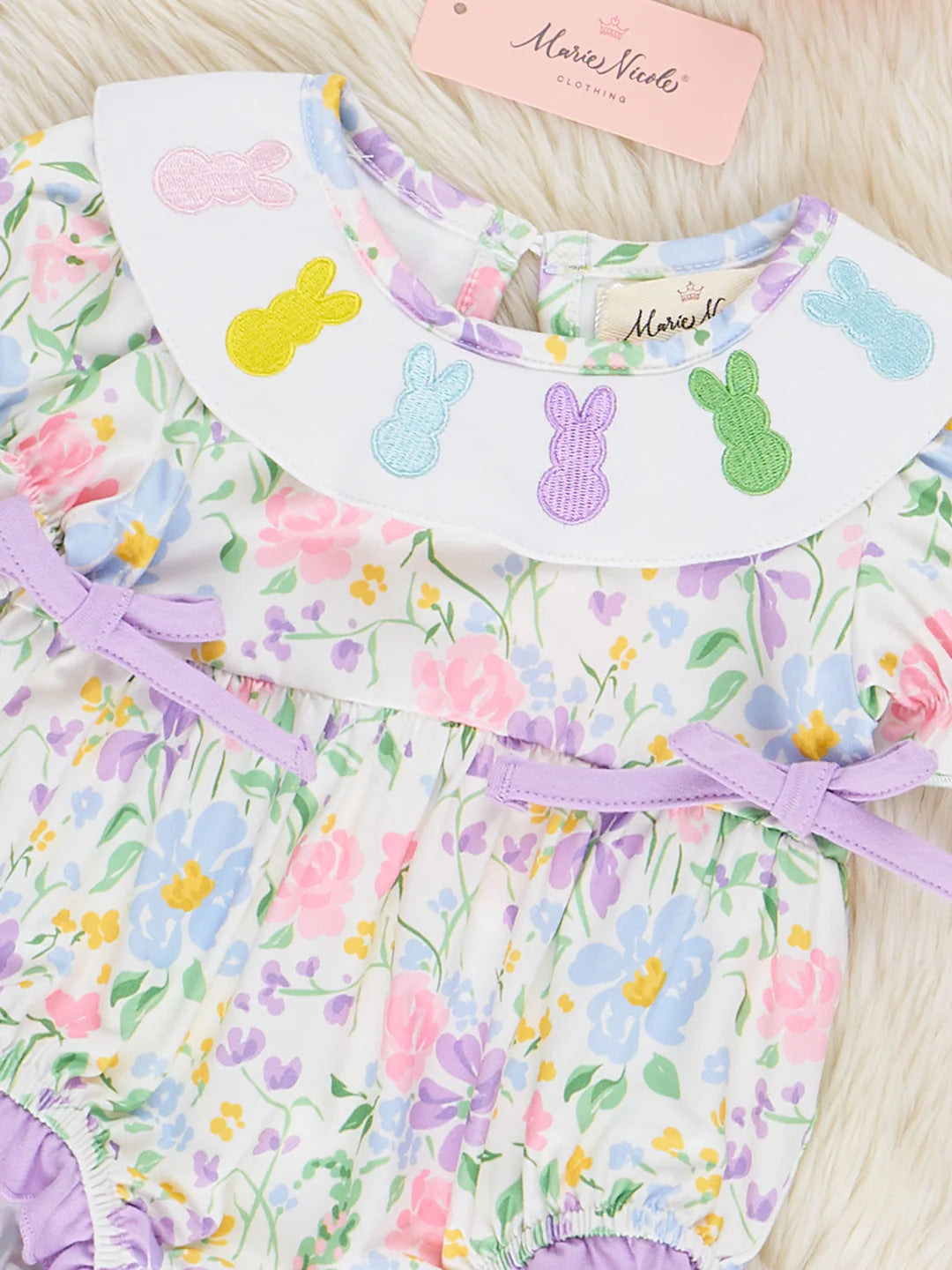 Bunny Floral Embroidered Ruffle Bubble