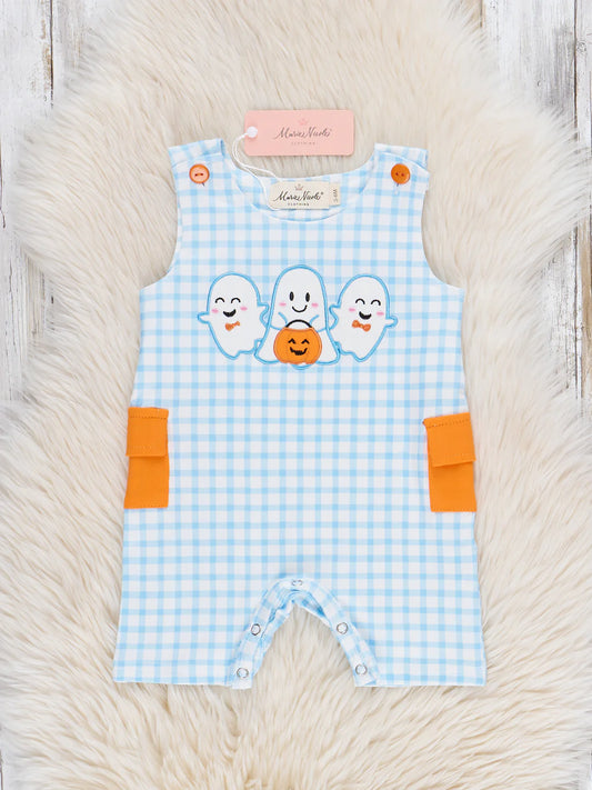 Blue Plaid Embroidered Ghost Pals Johnny