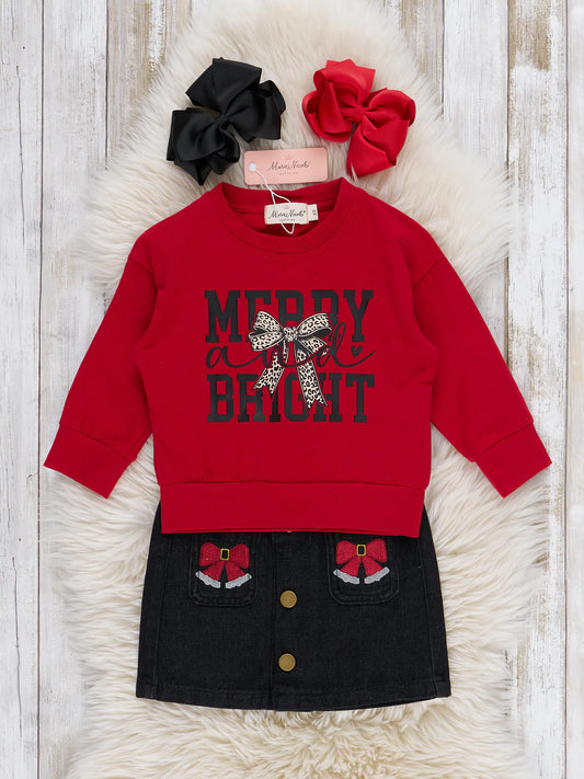"Merry and Bright" Embroidered Skirt Outfit