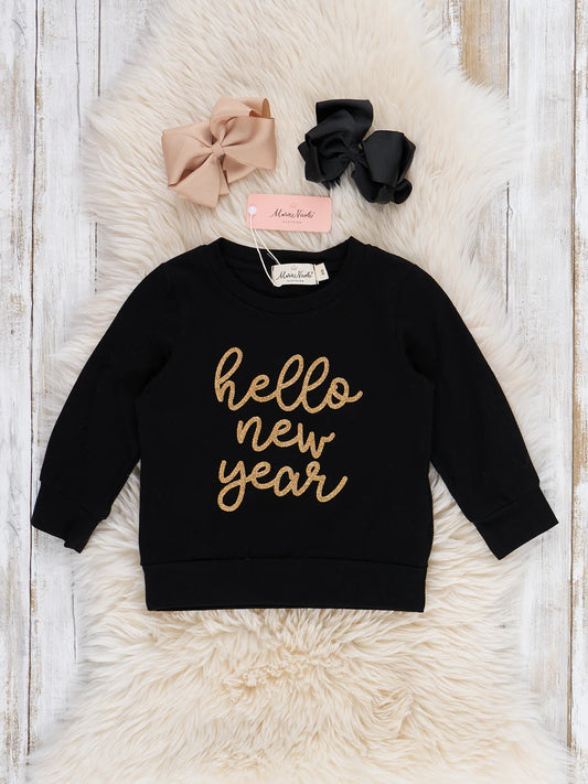 "Hello New Year" Glitter Top
