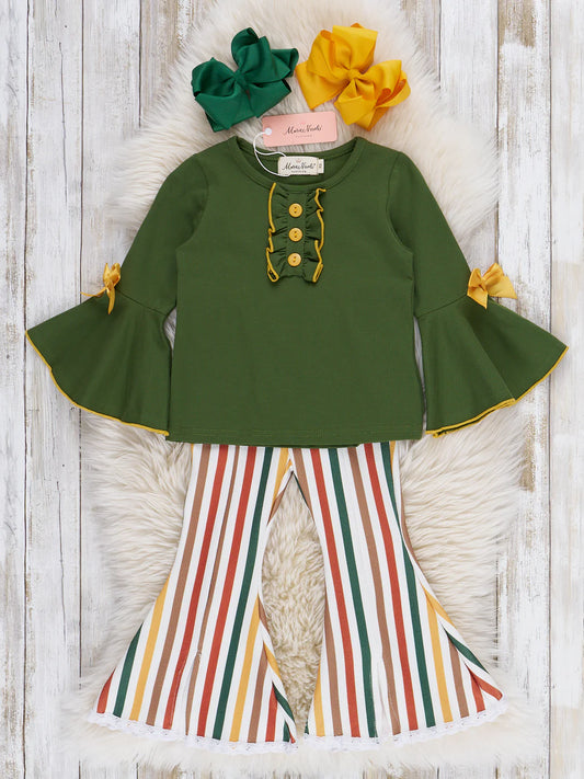 Cozy Harvest Stripe Bell Bottom Outfit