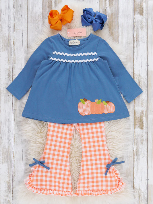 Embroidered Pumpkin Picnic Bell Bottom Outfit