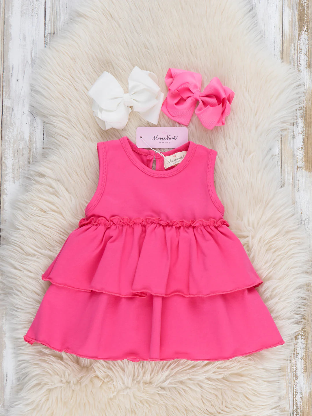 Tiered Cotton Ruffle Tank - HOT PINK